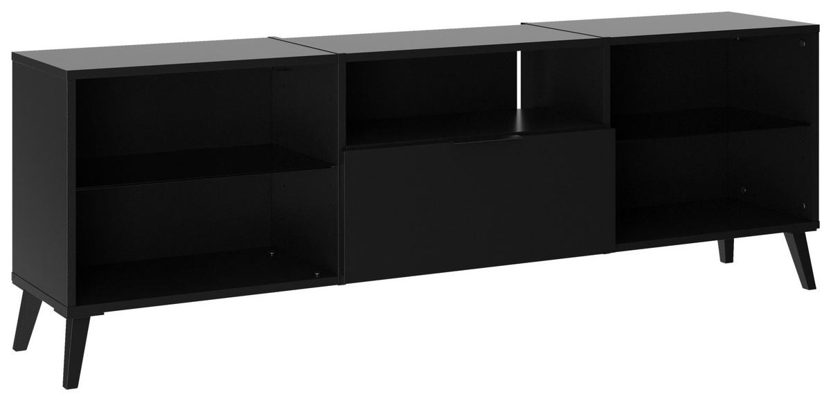 LOWBOARD  in 153,5/40/32 cm  - Schwarz, KONVENTIONELL, Glas/Holzwerkstoff (153,5/40/32cm) - MID.YOU
