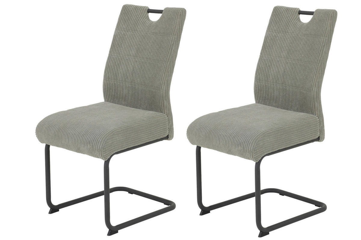 SCHWINGSTUHL-SET 2 Stück  in Stahl Cord  - Anthrazit/Grau, MODERN, Textil/Metall (47/99/63cm) - MID.YOU