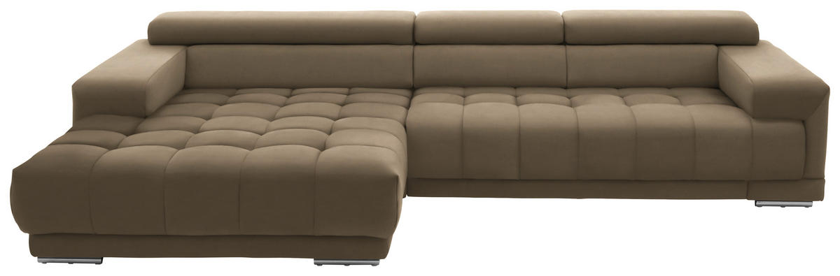 ECKSOFA Mikrofaser Hellbraun  - Hellbraun/Silberfarben, Design, Textil/Metall (190/335cm) - Beldomo Speed