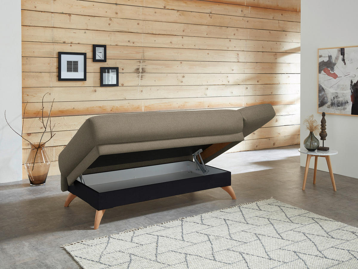 RÉCAMIERE in Flachgewebe Hellbraun  - Hellbraun, Design, Holz/Textil (205/87/94cm) - Bali