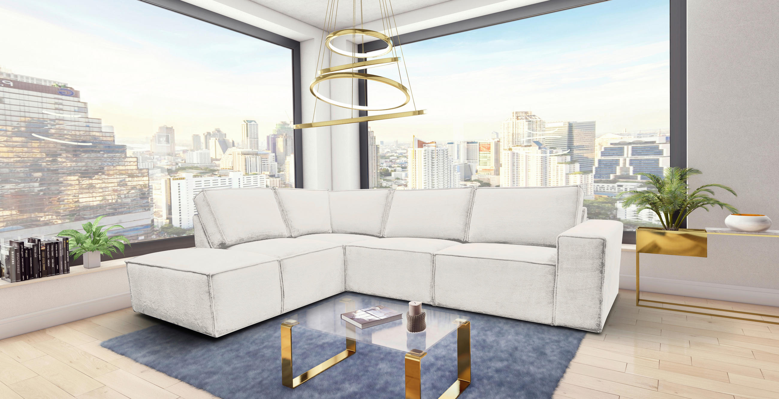 ECKSOFA Naturfarben Chenille  - Schwarz/Naturfarben, KONVENTIONELL, Kunststoff/Textil (212/275cm) - Carryhome