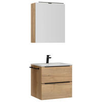 BADEZIMMER  in 61 cm  - Eichefarben/Schwarz, MODERN, Holzwerkstoff/Stein (61cm) - Nobilia