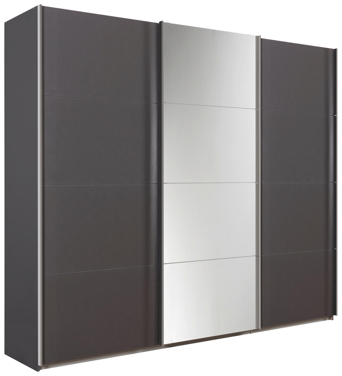 SCHWEBETÜRENSCHRANK  in Dunkelgrau  - Chromfarben/Dunkelgrau, Design, Glas/Holzwerkstoff (270/230/62cm) - Xora