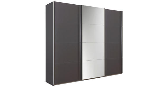 SCHWEBETÜRENSCHRANK in Dunkelgrau - Chromfarben/Dunkelgrau, Design, Glas/Holzwerkstoff (270/230/62cm) - Xora