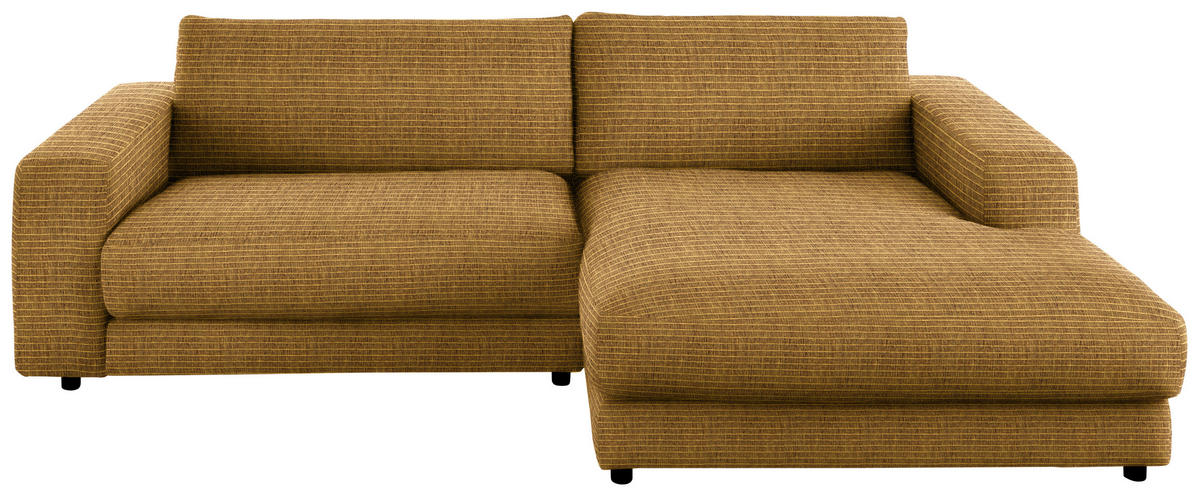 ECKSOFA in Chenille Hellgrün, Goldfarben  - Goldfarben/Schwarz, Design, Kunststoff/Textil (270/190cm) - Lomoco