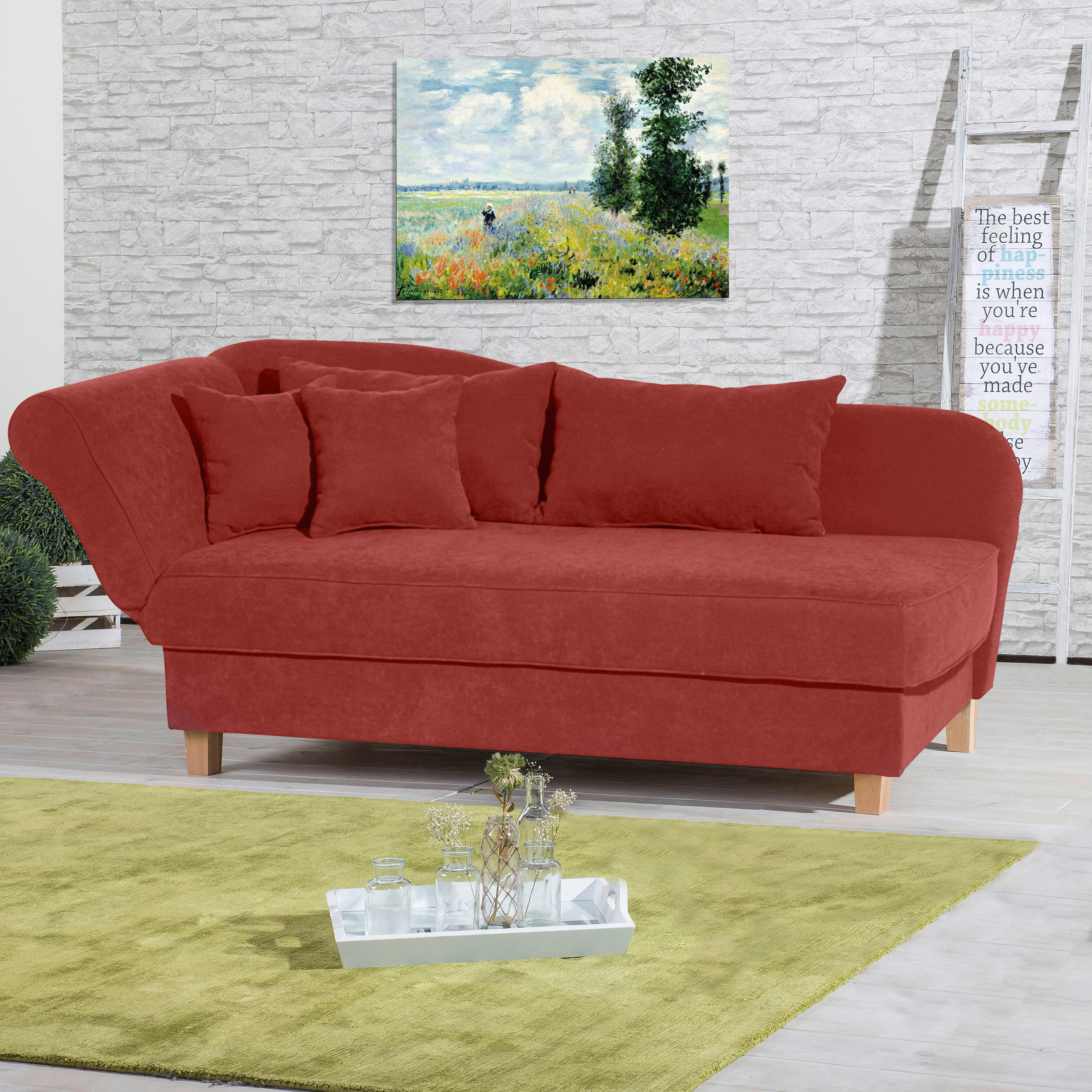 RÉCAMIERE Terracotta Velours  - Buchefarben/Terracotta, Design, Holz/Textil (190/88/82cm) - Max Winzer