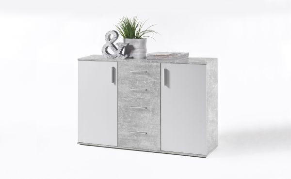 KOMODA     siva, bijela  - bijela/srebrne boje, Design, drvni materijal/plastika (120/82/35cm) - Xora
