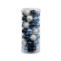 JULGRANSKULOR SET 6,00 cm  - vit/blå, Klassisk, glas (6,00cm)