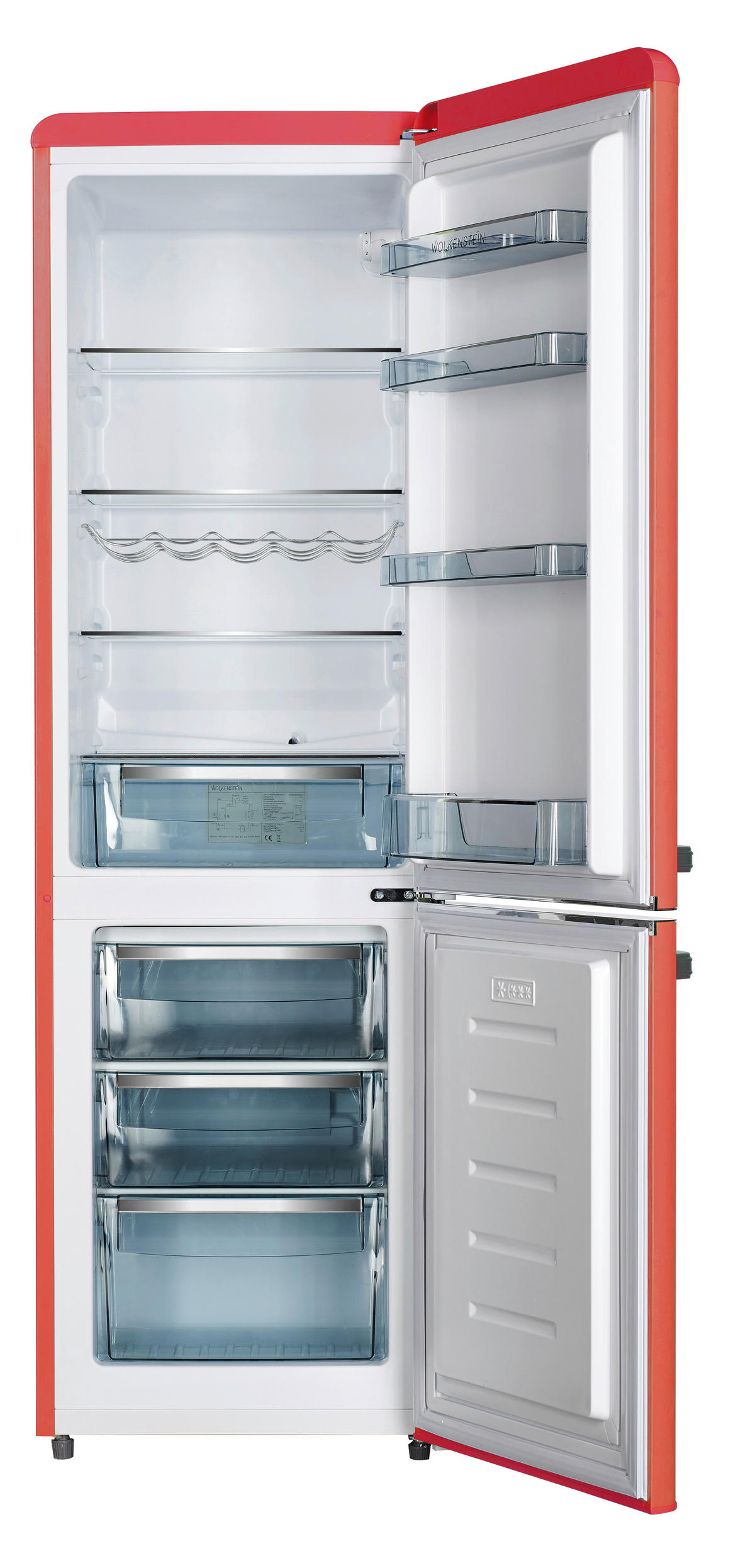KÜHL-GEFRIER-KOMBINATION KG250.4RT  - Rot, Basics, Kunststoff/Metall (54,60/177,50/62,60cm) - Wolkenstein