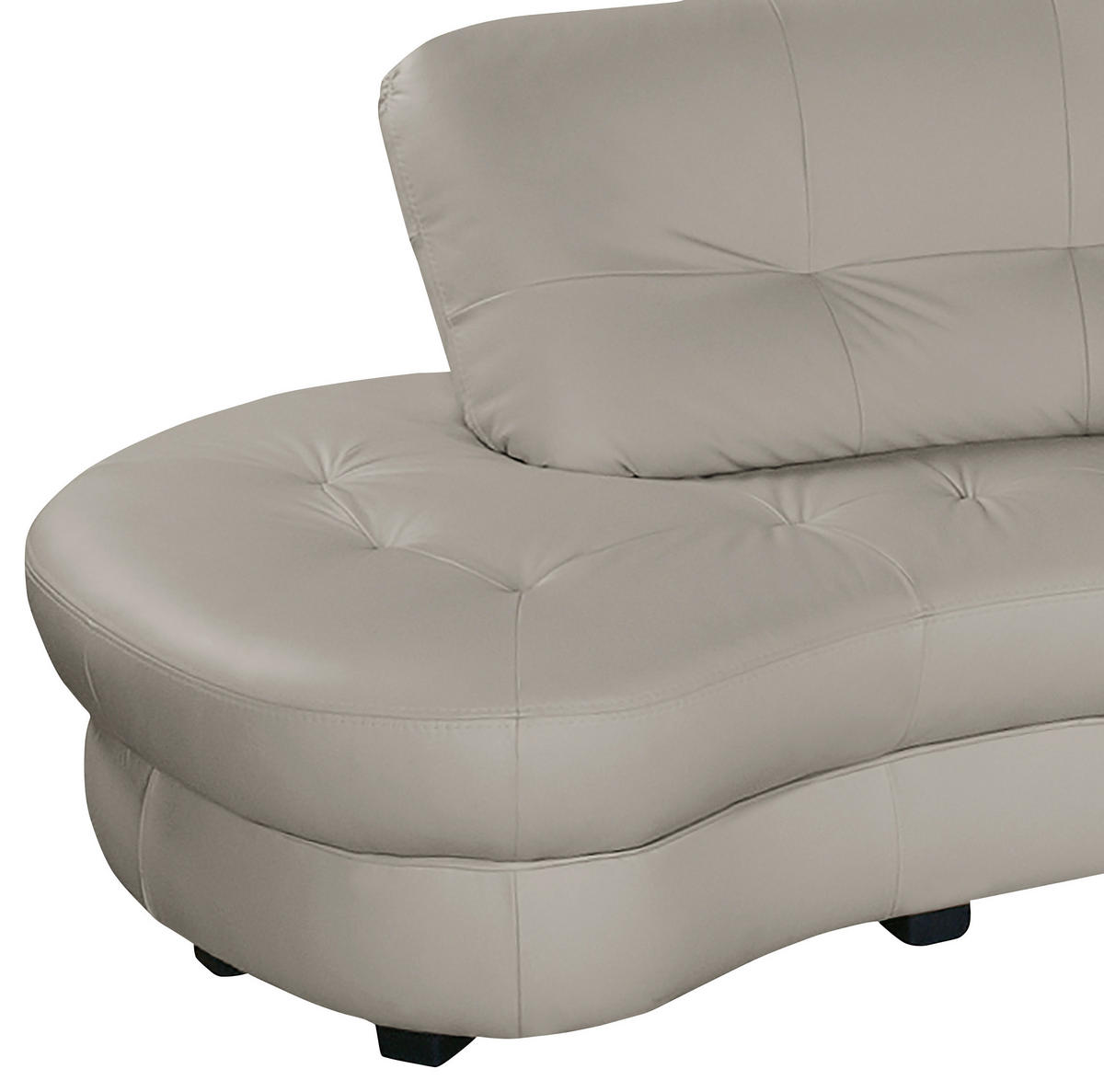 ECKSOFA Hellgrau Echtleder Lederlook  - Hellgrau/Schwarz, Design, Leder/Kunststoff (113/300cm) - Livetastic