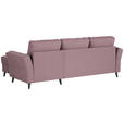 ECKSOFA in Velours Rosa  - Schwarz/Rosa, KONVENTIONELL, Holz/Textil (244/159cm) - Carryhome