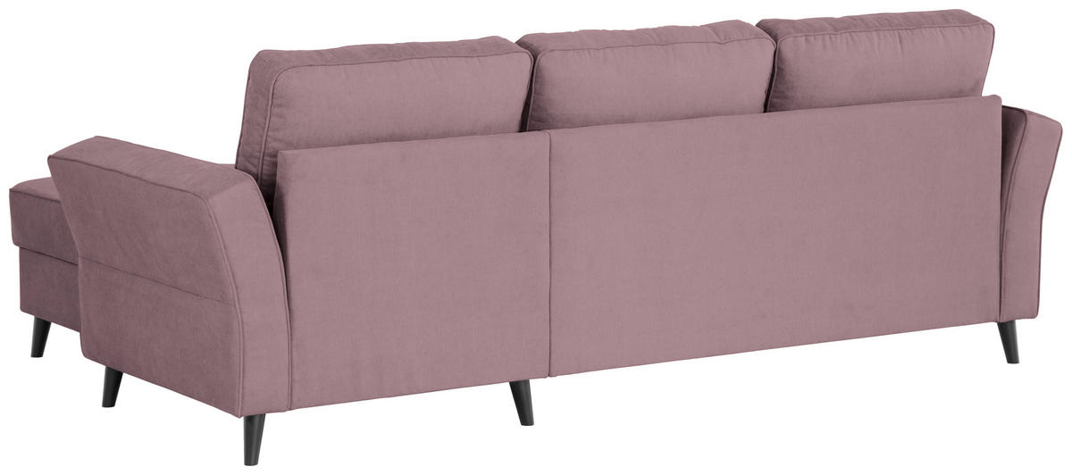 ECKSOFA in Velours Rosa  - Schwarz/Rosa, Konventionell, Holz/Textil (244/159cm) - Carryhome