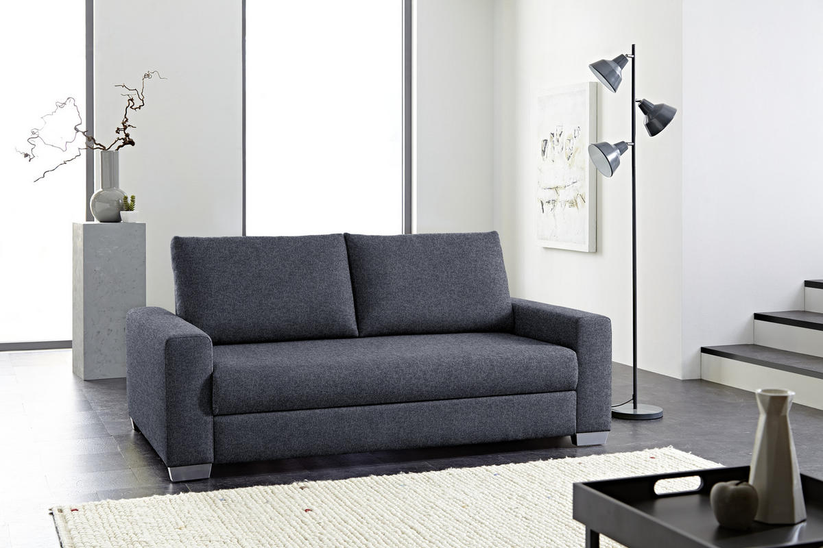 SCHLAFSOFA in Textil Grau  - Silberfarben/Grau, Design, Holz/Textil (182/77-88/110/120cm) - Bali