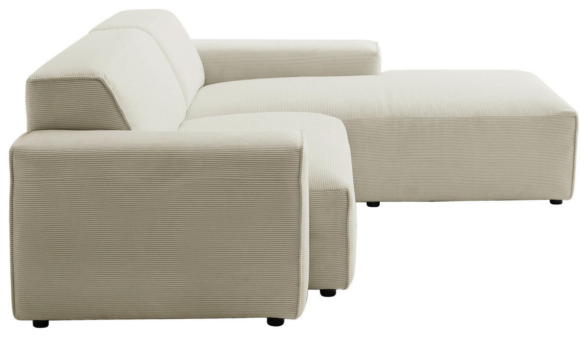 ECKSOFA Sandfarben Cord  - Sandfarben/Schwarz, Design, Kunststoff/Textil (230/189cm) - Pure Home Lifestyle