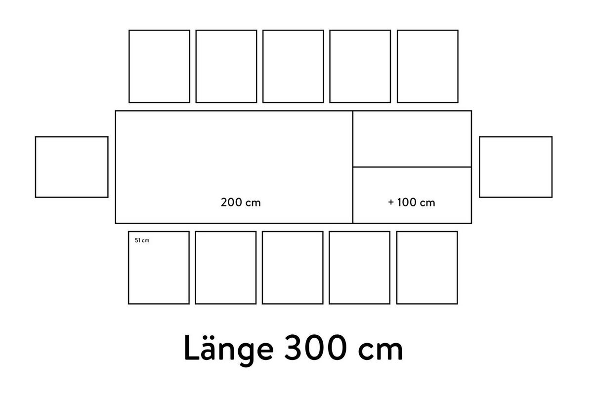 ESSTISCH Schwarz rechteckig  ausziehbar, in verschiedenen Holzdekoren erhältlich  - Schwarz, Basics, Holzwerkstoff/Metall (200-300/95/76cm) - Celina Home