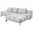 ECKSOFA in Chenille Hellgrau  - Hellgrau/Schwarz, MODERN, Textil/Metall (290/182cm) - Hom`in