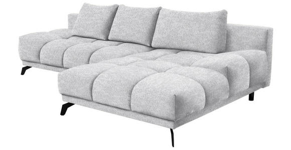 ECKSOFA in Chenille Hellgrau  - Hellgrau/Schwarz, MODERN, Textil/Metall (290/182cm) - Hom`in