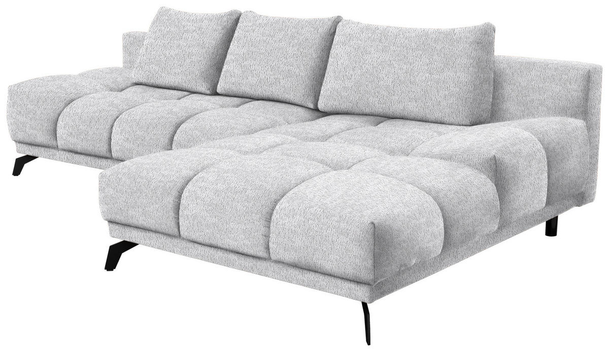 ECKSOFA in Chenille Hellgrau  - Hellgrau/Schwarz, Modern, Textil/Metall (290/182cm) - Hom`in