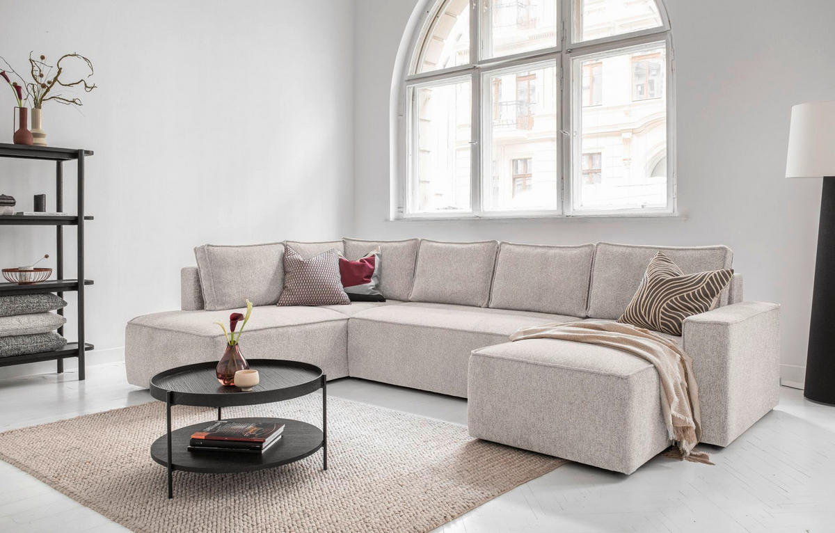 SJEDEĆA GARNITURA tekstil  bež   - bijela/siva, Design, tekstil/plastika (194/322/156cm) - MID.YOU