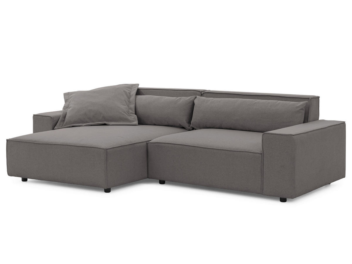 ECKSOFA Webstoff Grau  - Schwarz/Grau, Design, Kunststoff/Textil (251/142cm) - P & B