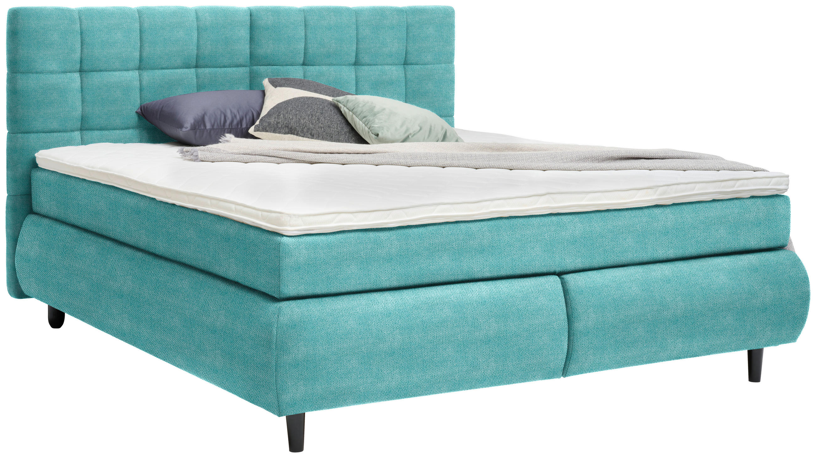 BOXSPRINGBETT 180/200 cm  in Türkis  - Türkis/Schwarz, Konventionell, Holz/Textil (180/200cm) - Ti'me
