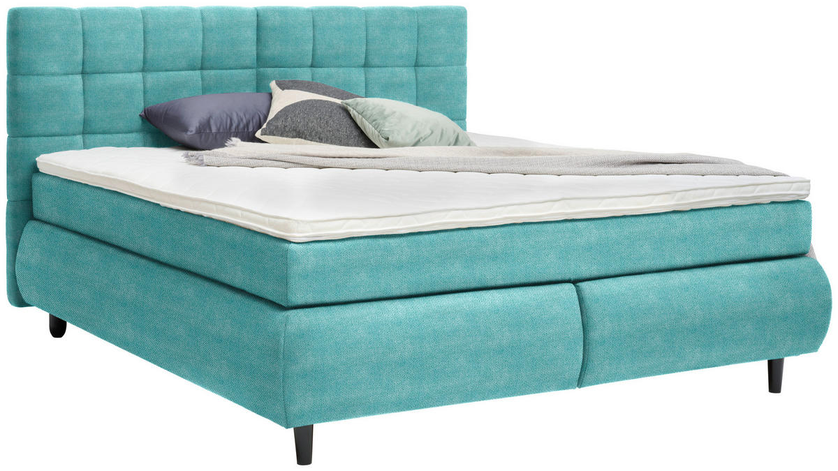 BOXSPRINGBETT 160/200 cm  in Türkis  - Türkis/Schwarz, Konventionell, Holz/Textil (160/200cm) - Ti'me