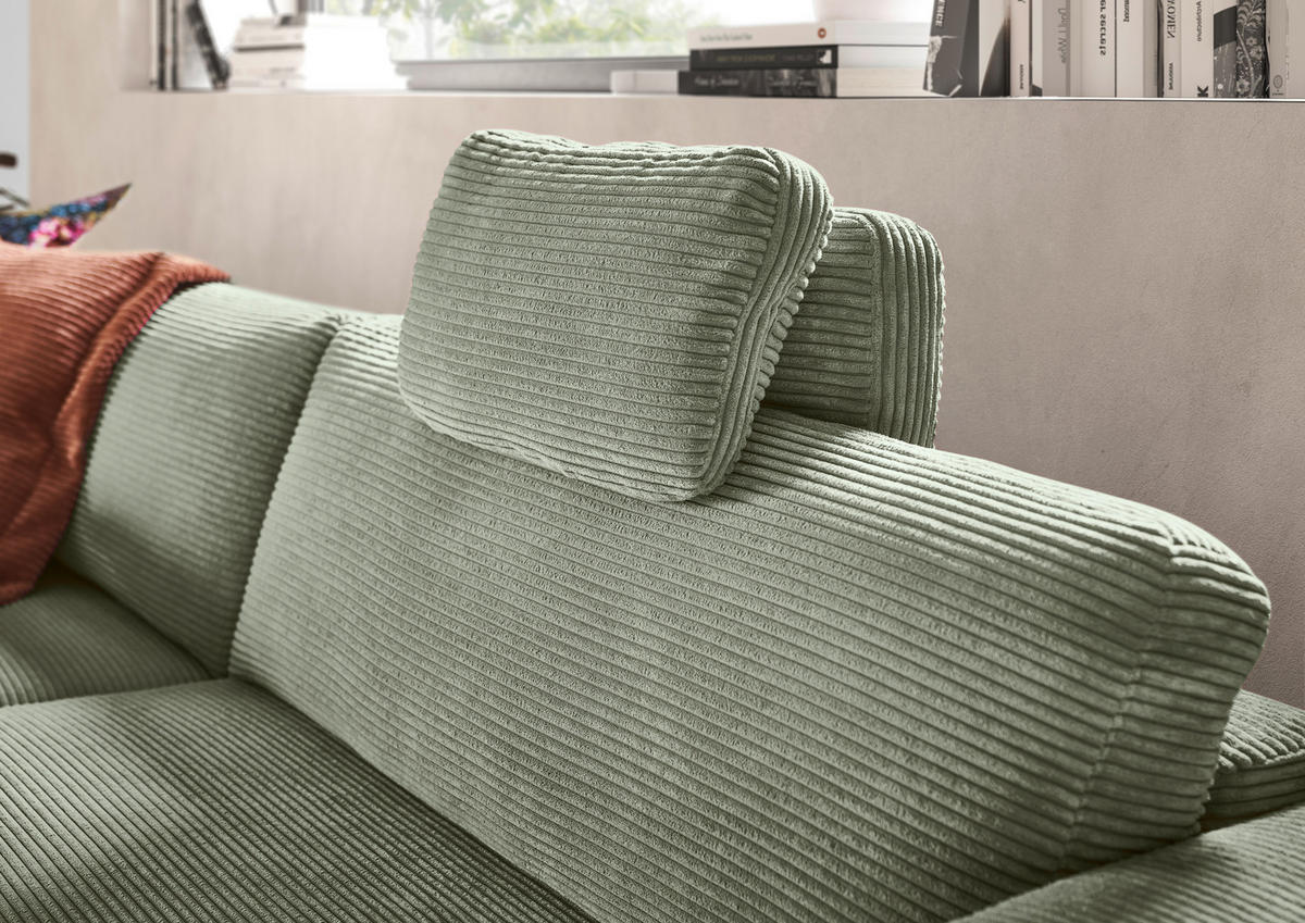 ECKSOFA in Cord Grün  - Schwarz/Grün, Design, Kunststoff/Textil (168/296cm) - Pure Home Lifestyle