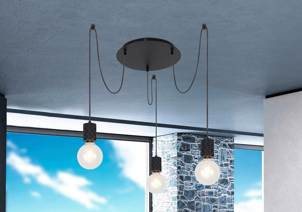 HÄNGELEUCHTE 35/160 cm  - Schwarz, Trend, Metall (35/160cm) - Marama