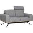 2-SITZER-SOFA in Struktur Grau  - Schwarz/Grau, Design, Holz/Textil (166/85-104/95cm) - Novel