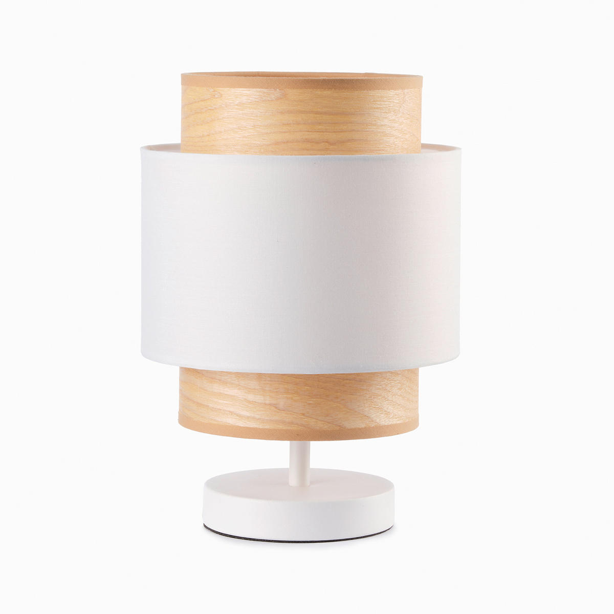 TISCHLEUCHTE 20/25 cm   - Weiß Hochglanz/Braun, Basics, Kunststoff/Textil (20/25cm)