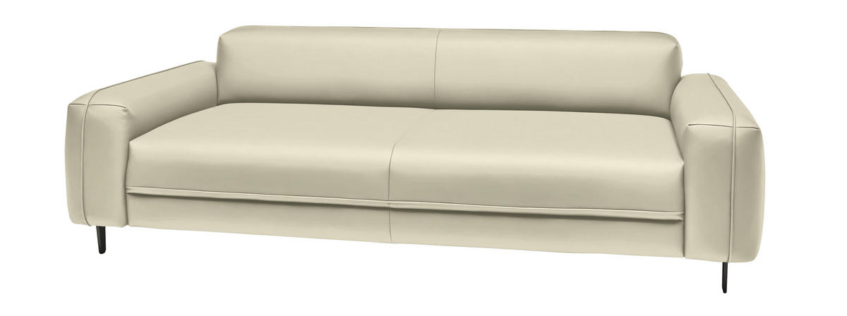 3-SITZER-SOFA  in Echtleder Creme   - Anthrazit/Creme, Design, Leder/Metall (230/70/109cm) - Johann Jakob