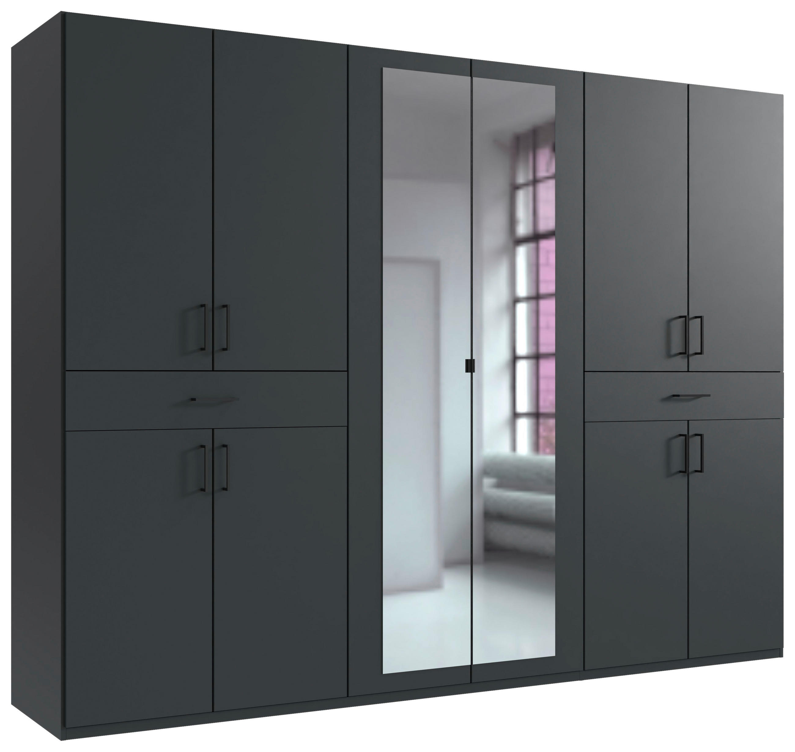 DREHTÜRENSCHRANK Graphitfarben  - Schwarz/Graphitfarben, Konventionell, Glas/Holzwerkstoff (270/208/58cm) - Carryhome