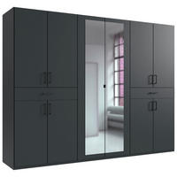 DREHTÜRENSCHRANK Graphitfarben  - Schwarz/Graphitfarben, Konventionell, Glas/Holzwerkstoff (270/208/58cm) - Carryhome