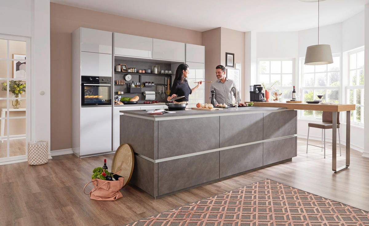 KUCHYNĚ NA MÍRU DK704 - světle šedá/antracitová, Design, kompozitní dřevo - Dieter Knoll