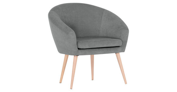 SESSEL Mikrofaser Grau - Naturfarben/Grau, Design, Holz/Textil (73/73/66cm) - Carryhome