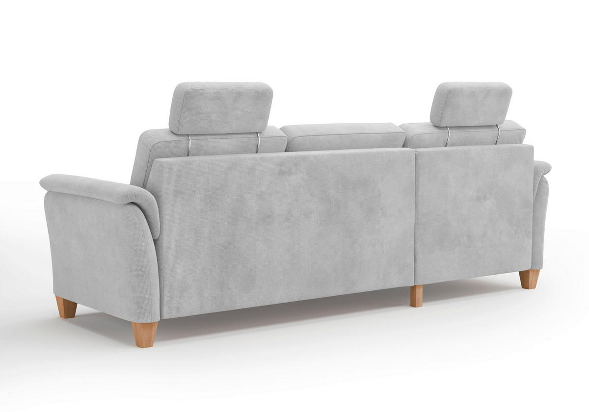 ECKSOFA in Flachgewebe Silberfarben  163/244 cm  - Eichefarben/Silberfarben, KONVENTIONELL, Holz/Textil (163/244cm) - Sit & More