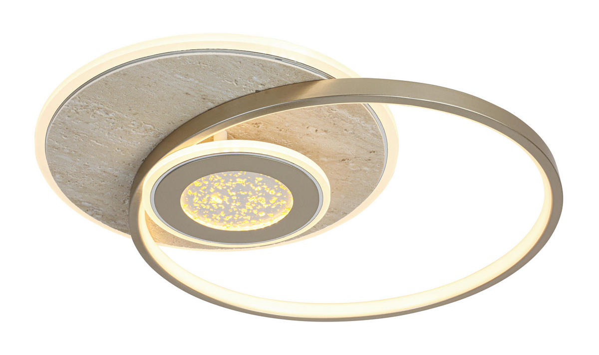 LED PLAFONJERA Travera  - boja hroma/šampanjac, Dizajnerski, kamen/metal (54,5/43/8cm) - Novel
