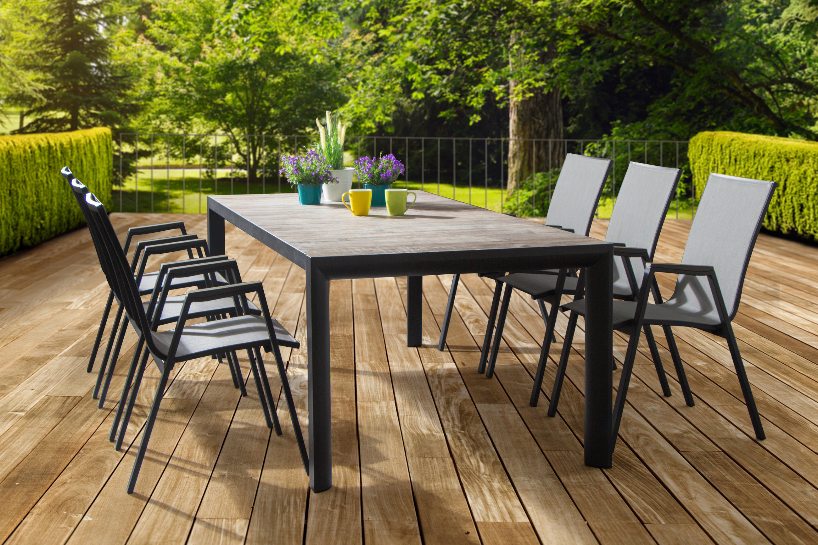 GARTENTISCH 180/100/74 cm Metall rechteckig  - Anthrazit/Graubraun, Basics, Keramik/Metall (180/100/74cm) - Siena Garden