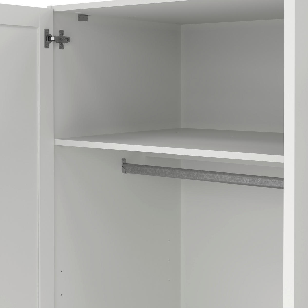 DREHTÜRENSCHRANK 147/200/61,7 cm 3-türig Weiß  - Silberfarben/Weiß, MODERN, Holzwerkstoff/Metall (147/200/61,7cm) - MID.YOU