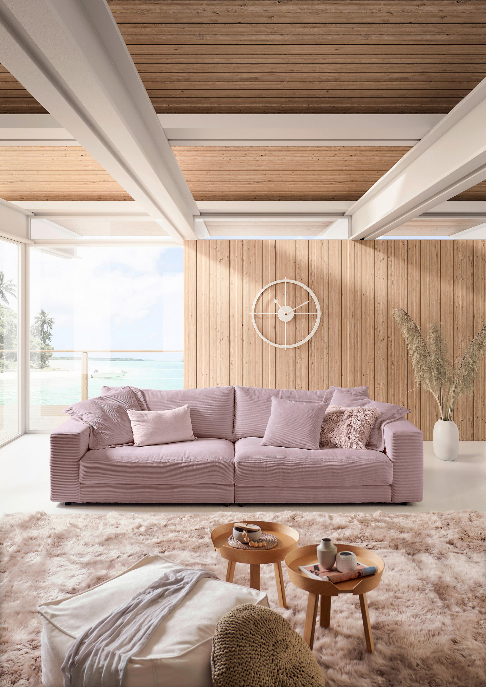 Thumbnail - Pure Home Lifestyle Megasofa, Altrosa, Textil, 4-Sitzer, 290x86x127 cm, Blauer Engel, Goldenes M, Oeko-Tex® Standard 100...