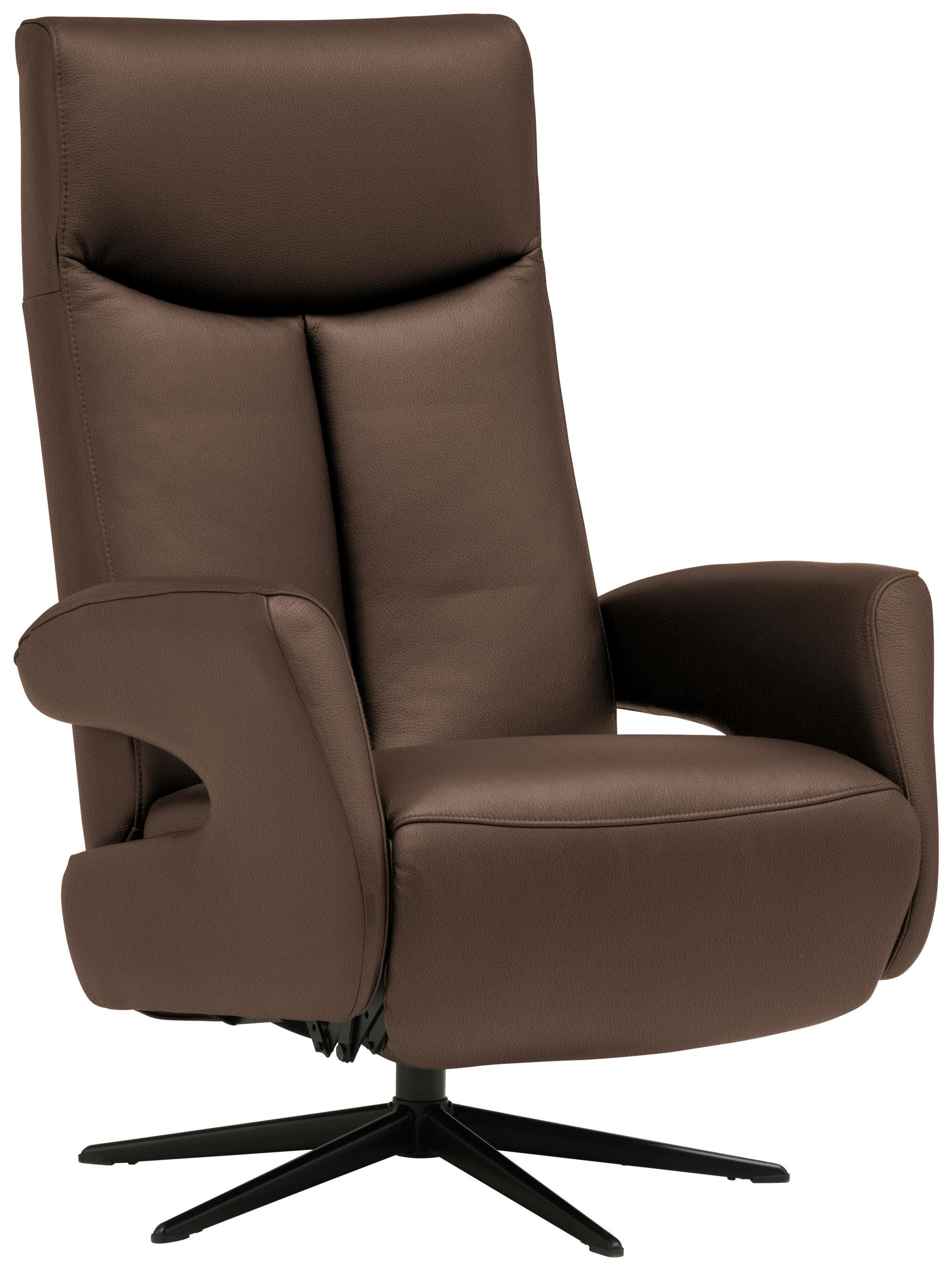 RELAXSESSEL in Leder Braun  - Schwarz/Braun, Design, Leder/Metall (74/105/82cm) - Welnova