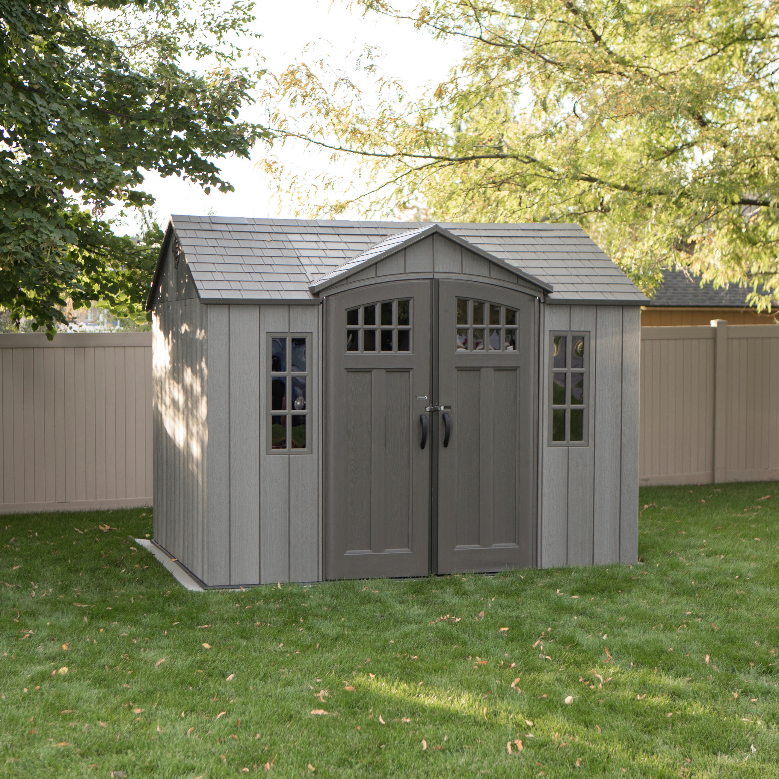 GERÄTEHAUS 305/244/244 cm  - Dunkelgrau, Basics, Kunststoff (305/244/244cm) - Ambia Garden