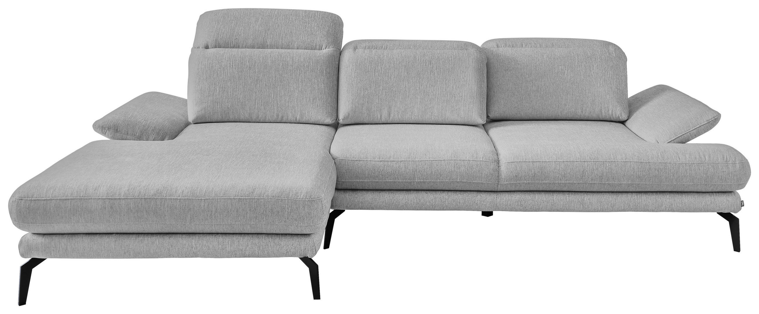 ECKSOFA in Webstoff Grau  - Schwarz/Grau, Design, Textil/Metall (180/289cm) - Stylife