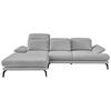 ECKSOFA in Webstoff Grau  - Schwarz/Grau, Design, Textil/Metall (180/289cm) - Stylife