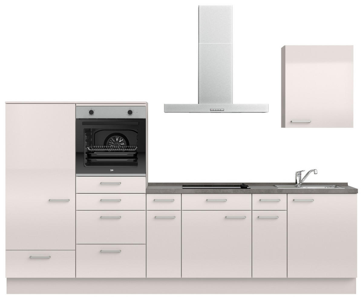 KÜCHENBLOCK Flash 300 cm  in Schieferfarben, Seidengrau  - Schieferfarben/Edelstahlfarben, MODERN, Holzwerkstoff/Metall (300cm) - Nobilia
