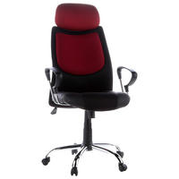DREHSTUHL Lederlook, Webstoff Schwarz, Weinrot  - Silberfarben/Weinrot, Basics, Kunststoff/Textil (62/129/52cm) - MID.YOU