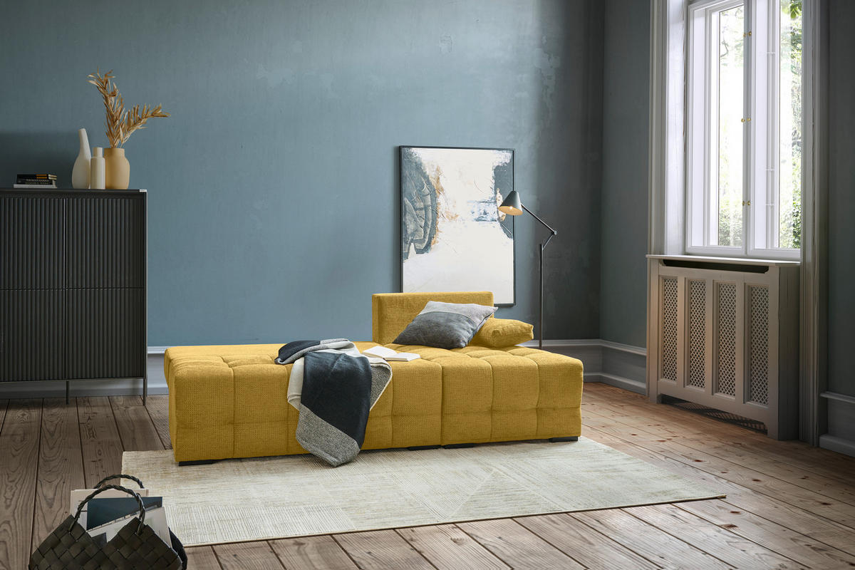 ROHOVÁ SEDAČKA, textil, hořčicově žlutá - černá/hořčicově žlutá, Moderní, textil/plast (204/145cm) - Hom`in