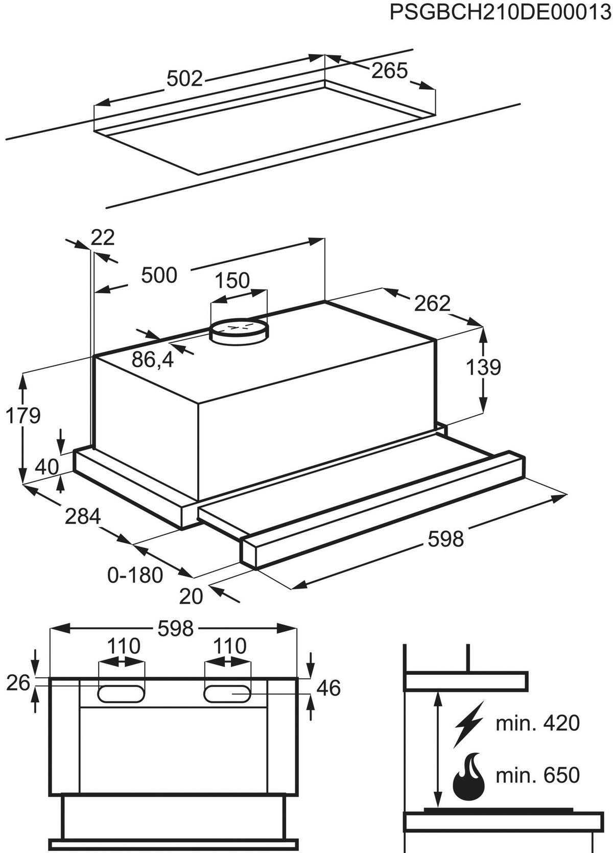 DUNSTABZUGSHAUBE LFP326FB  - Edelstahlfarben/Schwarz, Basics, Metall - Electrolux