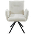 ARMLEHNSTUHL  Sitzfläche 360° drehbar, inklusive Armlehnen Webstoff  - Beige/Schwarz, Design, Textil/Metall (68/88/66cm) - Hom`in