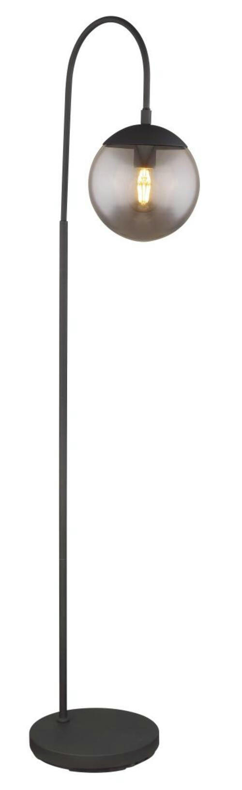 BOGENLEUCHTE 39/25/150 cm - Schwarz, Design, Glas/Metall (39/25/150cm) - Globo